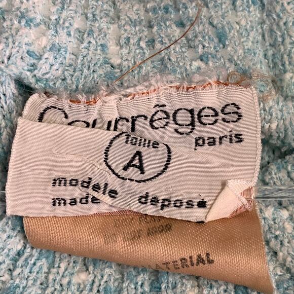 COURREGES Vintage Size XS Blue White Triacetate Blend Crew Neck Pullover - Picture 5 of 7